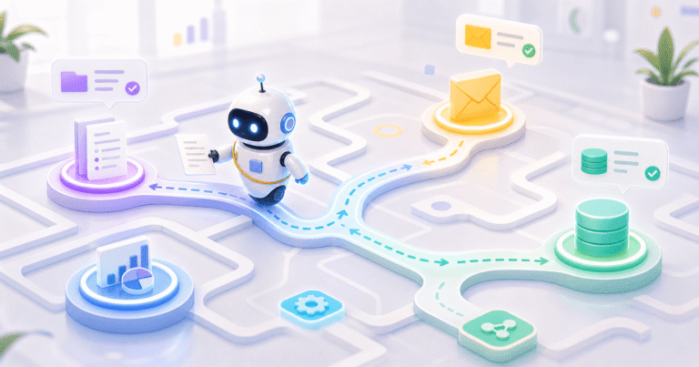 Indian business leader reviewing an AI agent dashboard for business automation