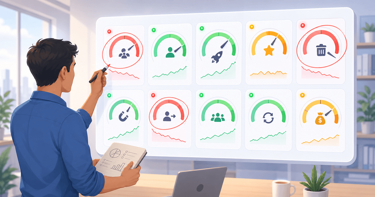 Dashboard tracking product-market fit metrics for an India startup, showing retention cohorts and engagement charts