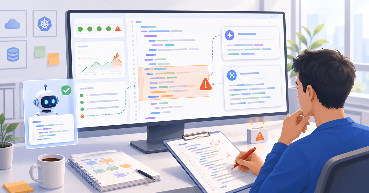 Developer reviewing AI-generated code to manage vibe coding production risks before deployment